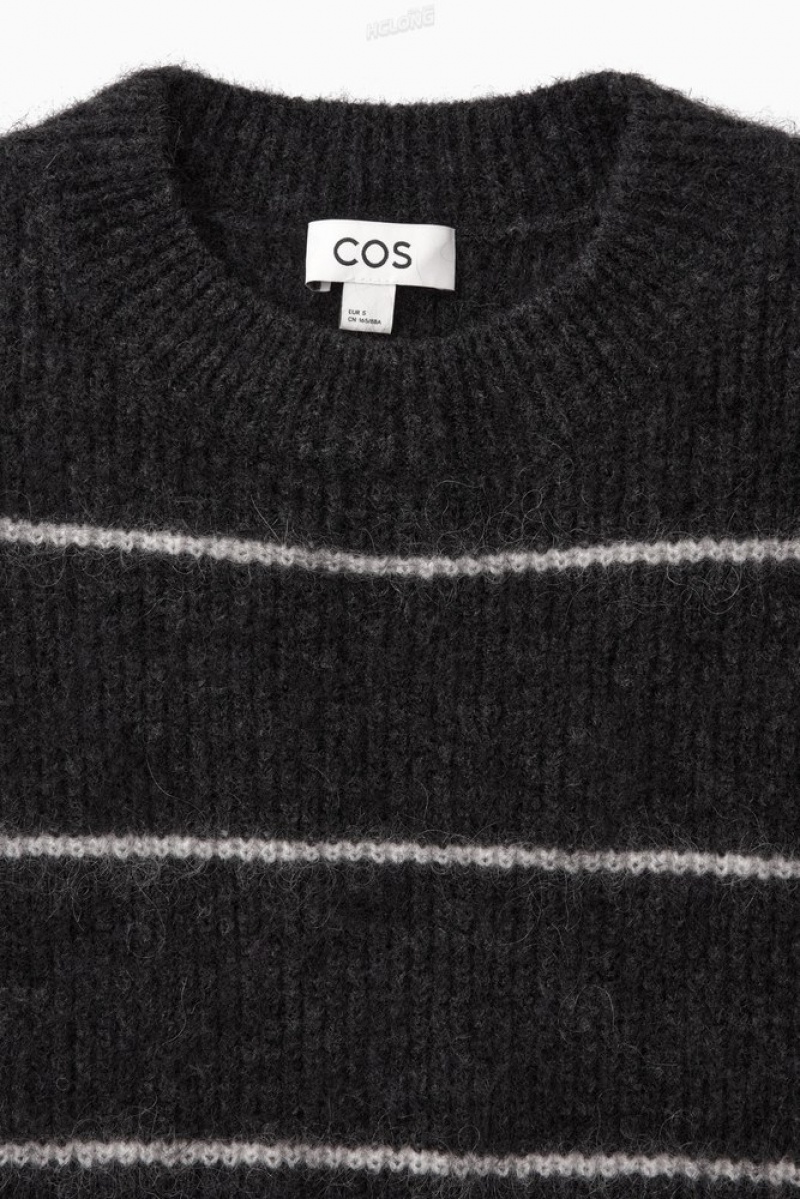 COS Textured Mohair-Blend Sweater Women's Sweaters & Cardigans White / Striped | ZG74-S5EW