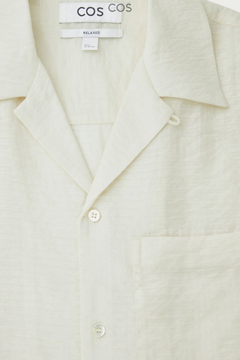 COS Textured Short-Sleeved Shirt Men's Shirts White | LO33-N6NO