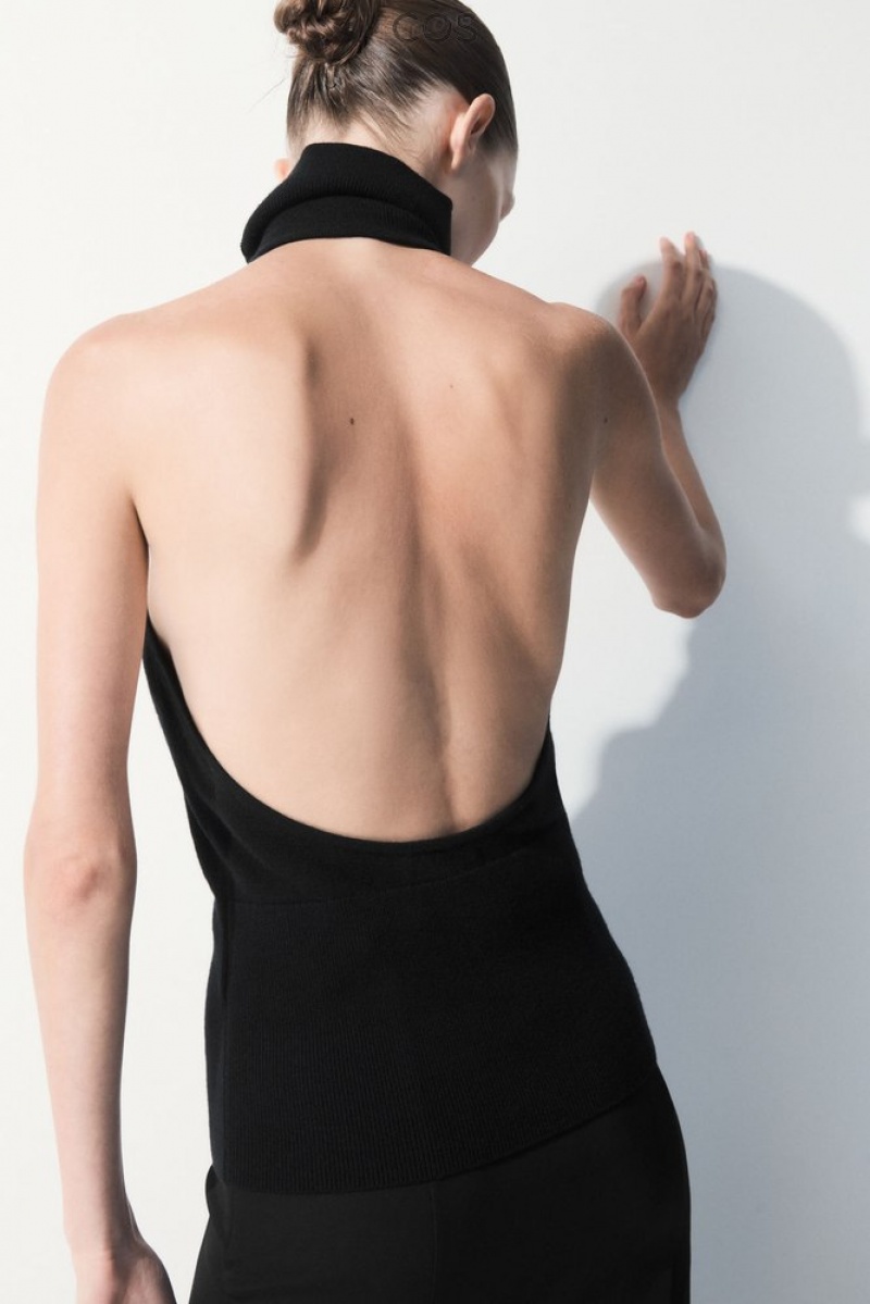 COS The Backless Cashmere Top Women's Sweaters & Cardigans Black | BE11-L7SG