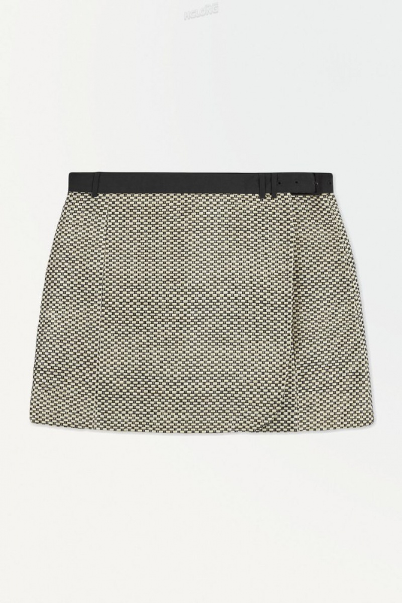 COS The Belted Raffia Mini Skirt Women's Skirts Beige / Black | OA99-T4KH