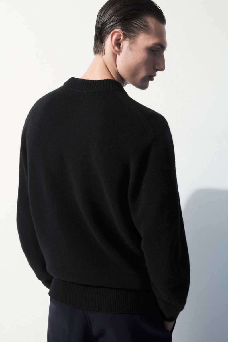 COS The Cashmere Crew-Neck Sweater Men's Sweaters & Cardigans Black | NC51-L3FM