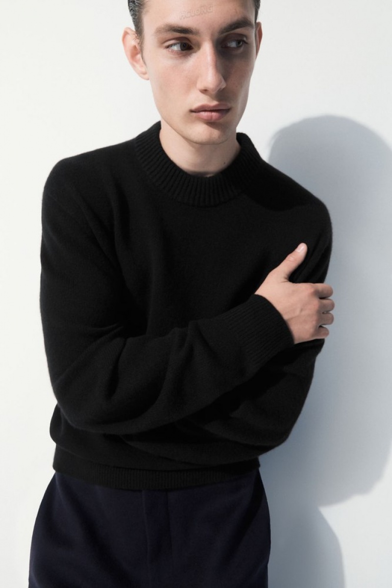 COS The Cashmere Crew-Neck Sweater Men's Sweaters & Cardigans Black | NC51-L3FM