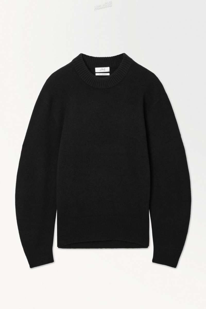 COS The Cashmere Crew-Neck Sweater Men's Sweaters & Cardigans Black | NC51-L3FM