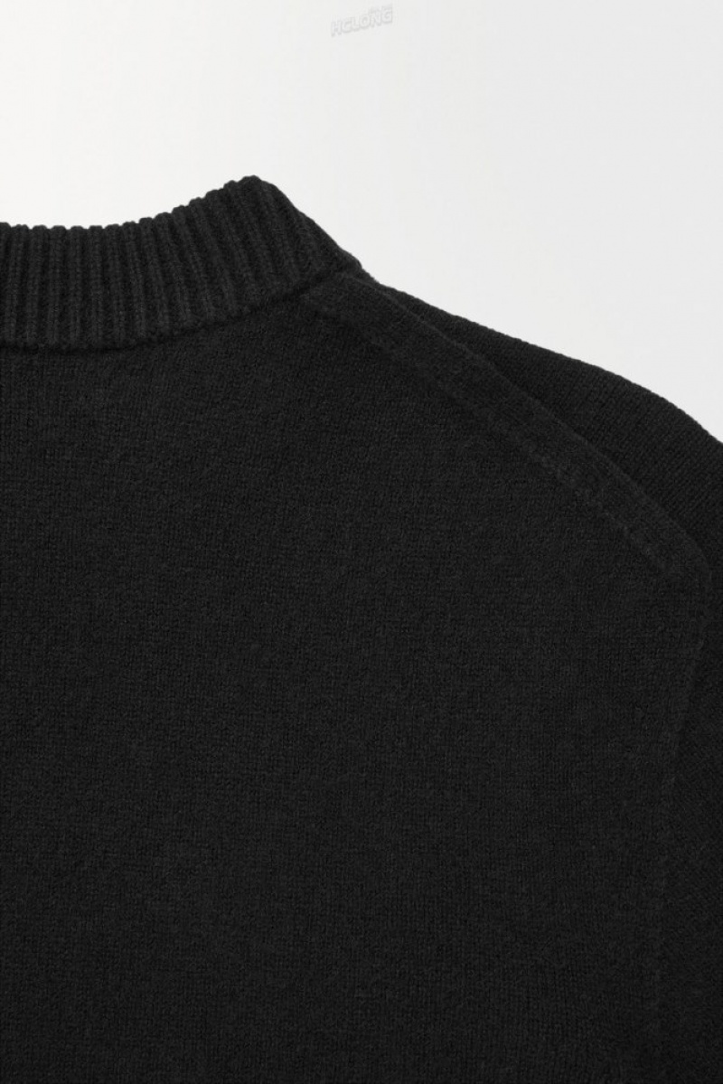 COS The Cashmere Crew-Neck Sweater Men's Sweaters & Cardigans Black | NC51-L3FM