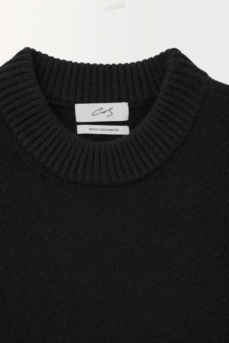 COS The Cashmere Crew-Neck Sweater Men's Sweaters & Cardigans Black | NC51-L3FM