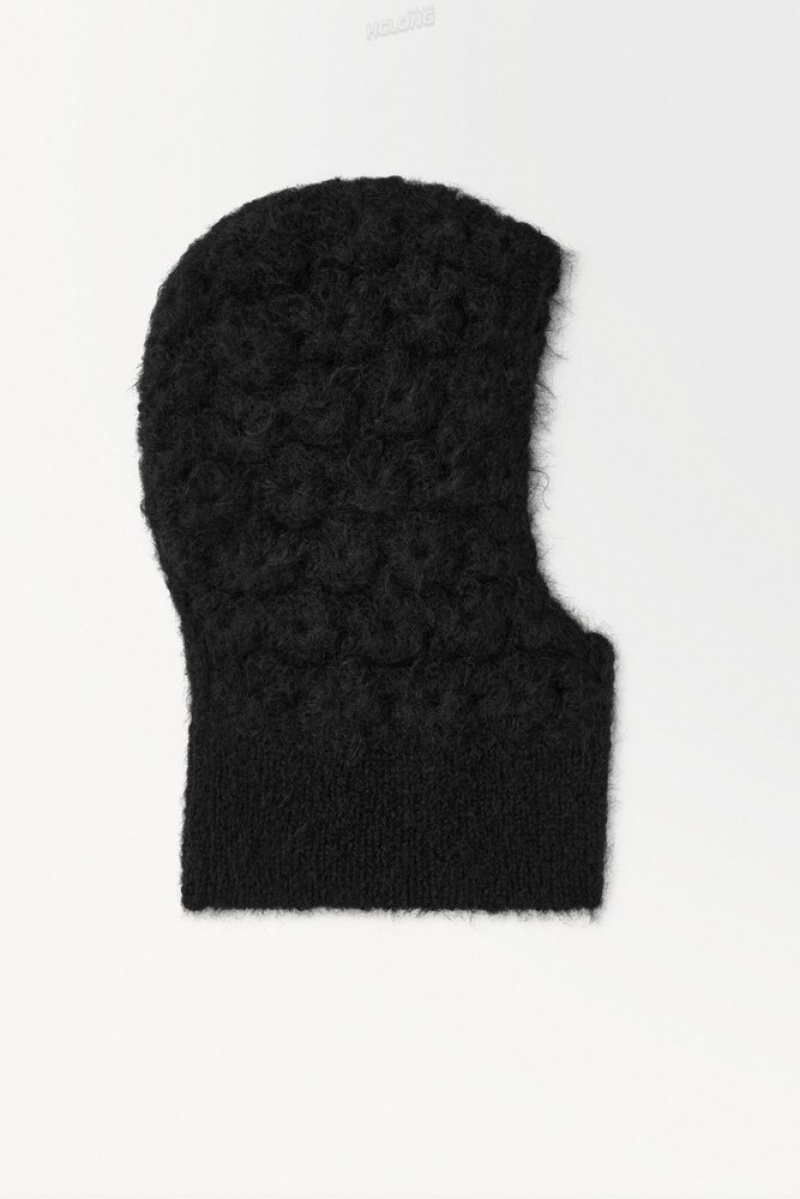 COS The Crochet-Knit Balaclava Women's Scarves Black | ZY39-R0HT