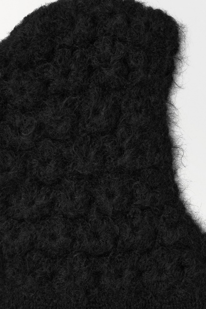 COS The Crochet-Knit Balaclava Women's Scarves Black | ZY39-R0HT