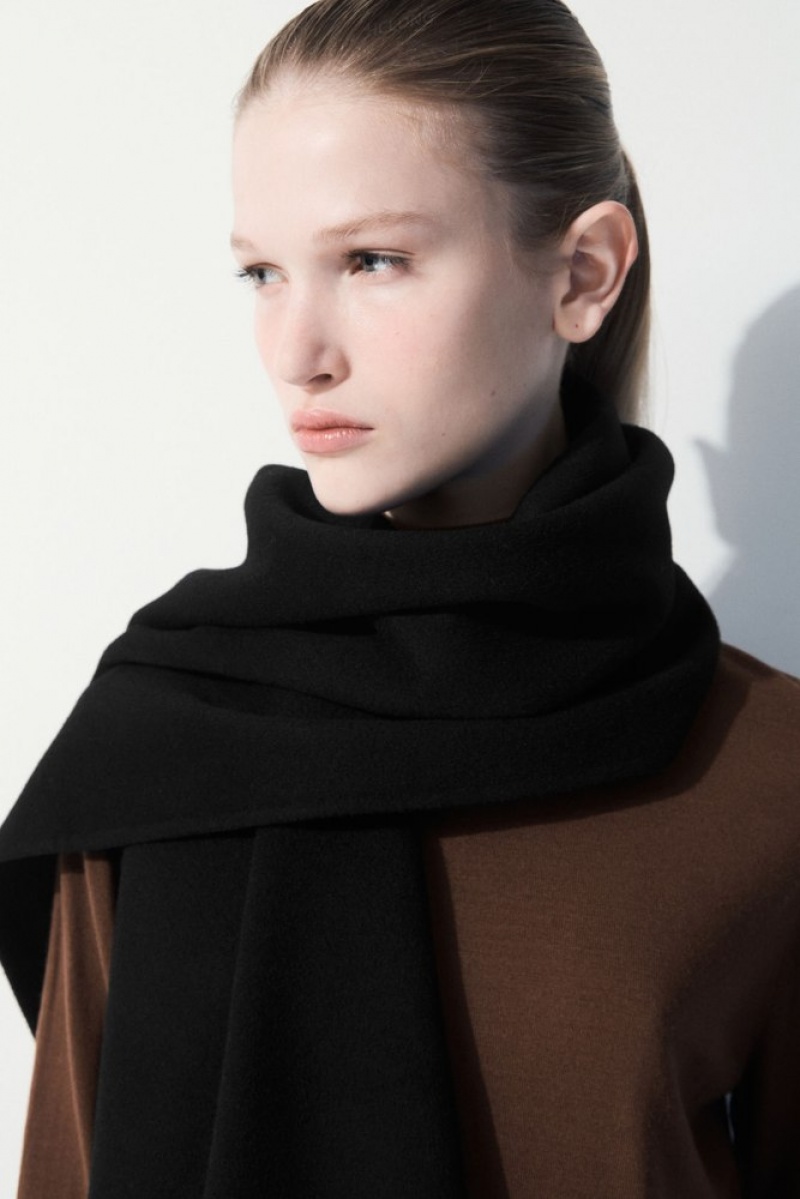 COS The Double-Faced Wool Scarf Women's Scarves Black | EP53-I1UQ