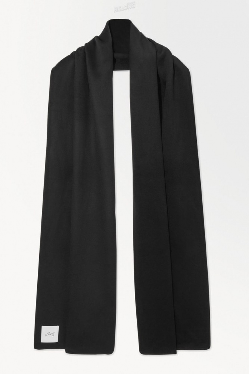 COS The Double-Faced Wool Scarf Women's Scarves Black | EP53-I1UQ