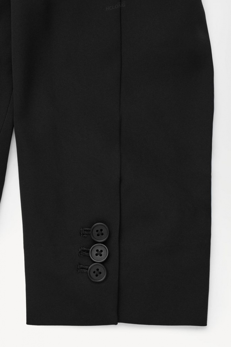 COS The Draped-Waist Blazer Women's Blazers & Tailoring Black | NT94-X4BE