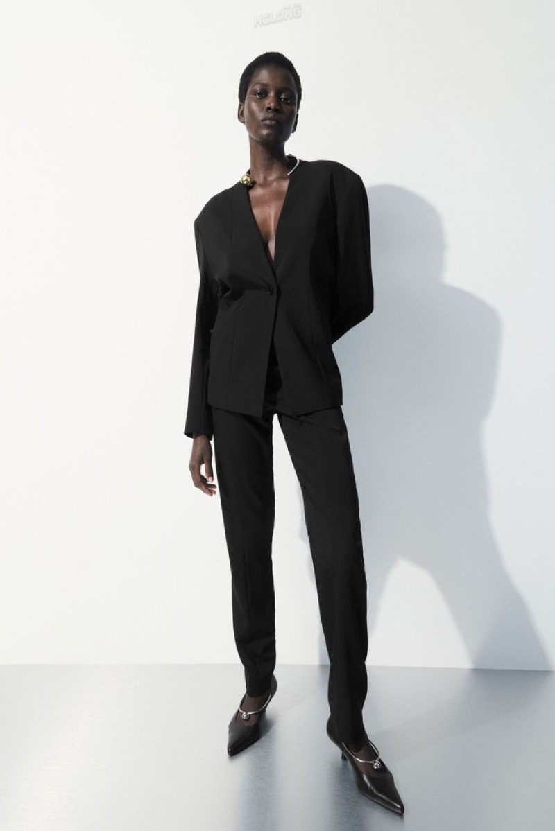 COS The Draped-Waist Blazer Women's Blazers & Tailoring Black | NT94-X4BE