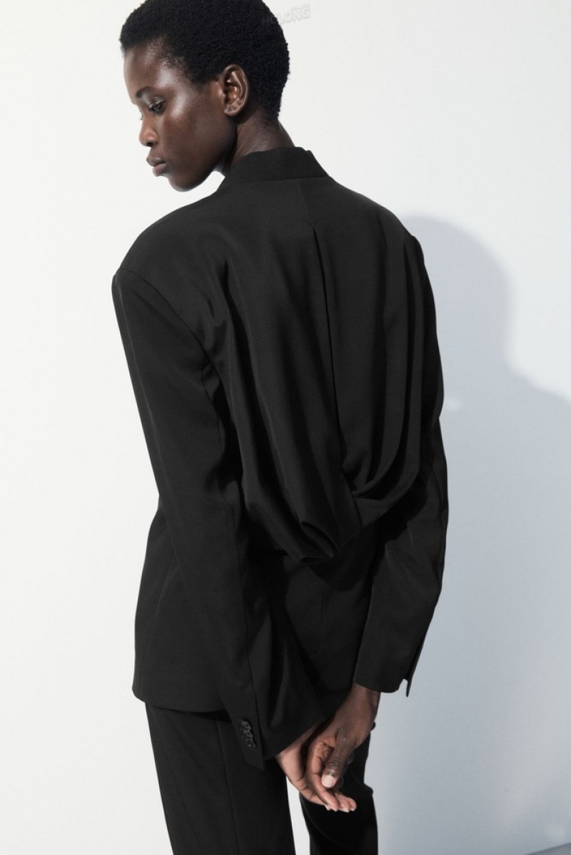 COS The Draped-Waist Blazer Women's Blazers & Tailoring Black | NT94-X4BE