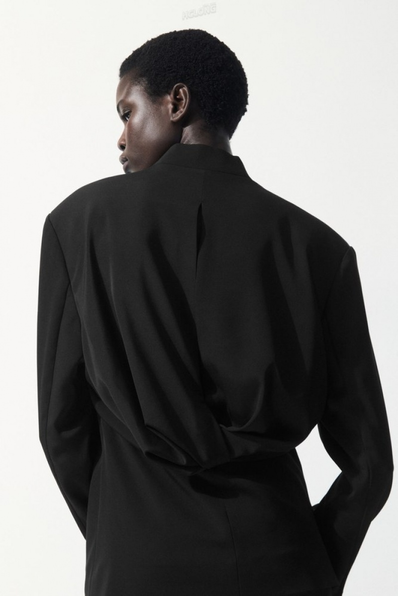 COS The Draped-Waist Blazer Women's Blazers & Tailoring Black | NT94-X4BE