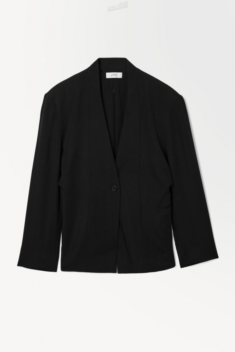 COS The Draped-Waist Blazer Women's Blazers & Tailoring Black | NT94-X4BE