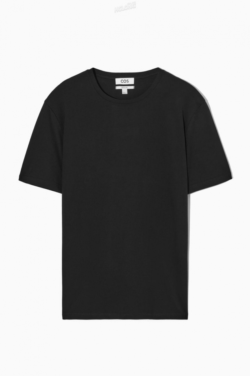 COS The Extra Fine T-Shirt Men's T-shirts Black | LC69-I1HB