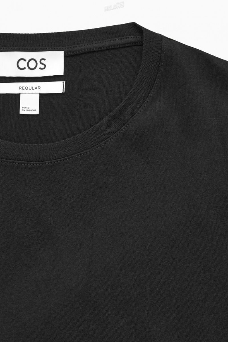 COS The Extra Fine T-Shirt Men's T-shirts Black | LC69-I1HB