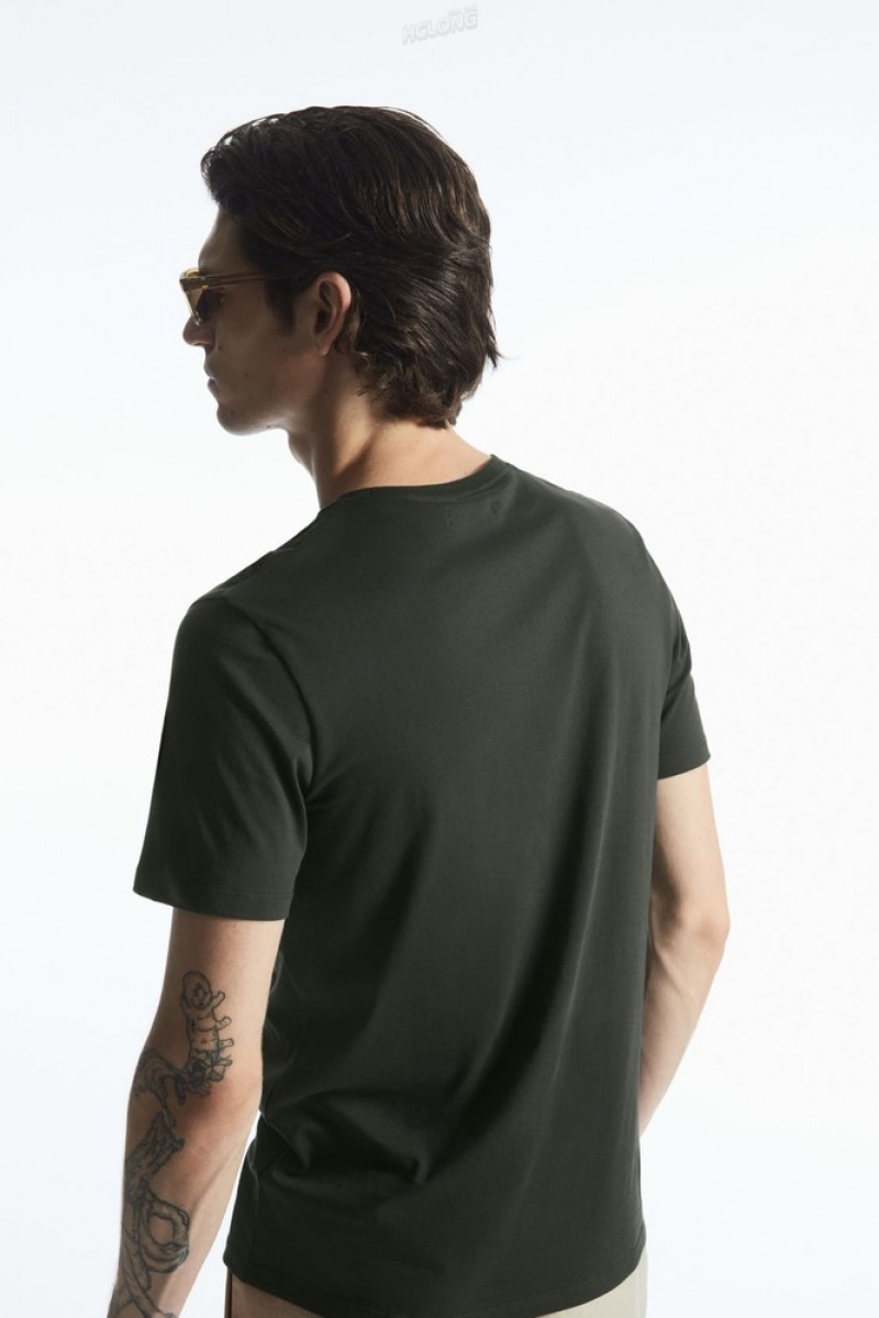 COS The Extra Fine T-Shirt Men's T-shirts Black | EI86-V8PX