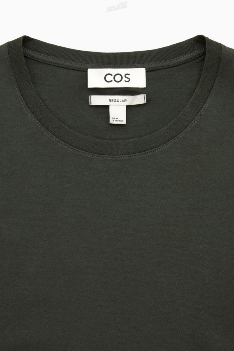 COS The Extra Fine T-Shirt Men's T-shirts Black | EI86-V8PX