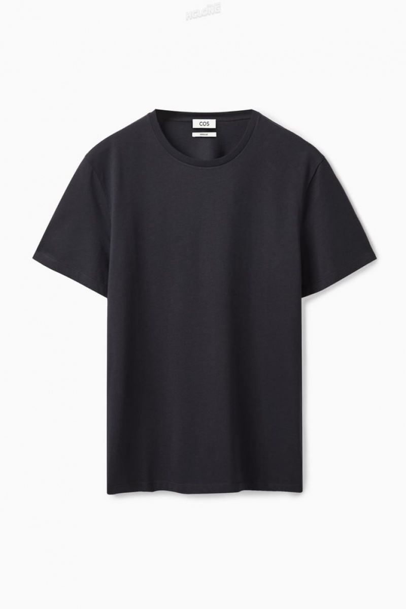 COS The Extra Fine T-Shirt Men's T-shirts Black | ZS68-W4NK