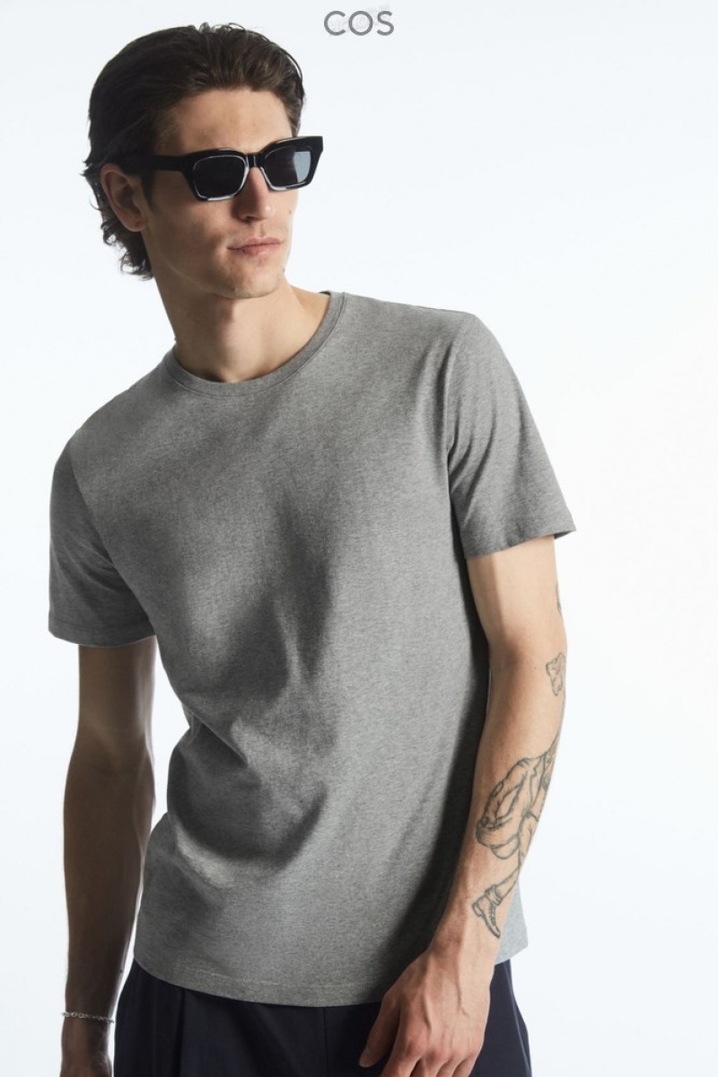 COS The Extra Fine T-Shirt Men's T-shirts Black | OO53-K8GD