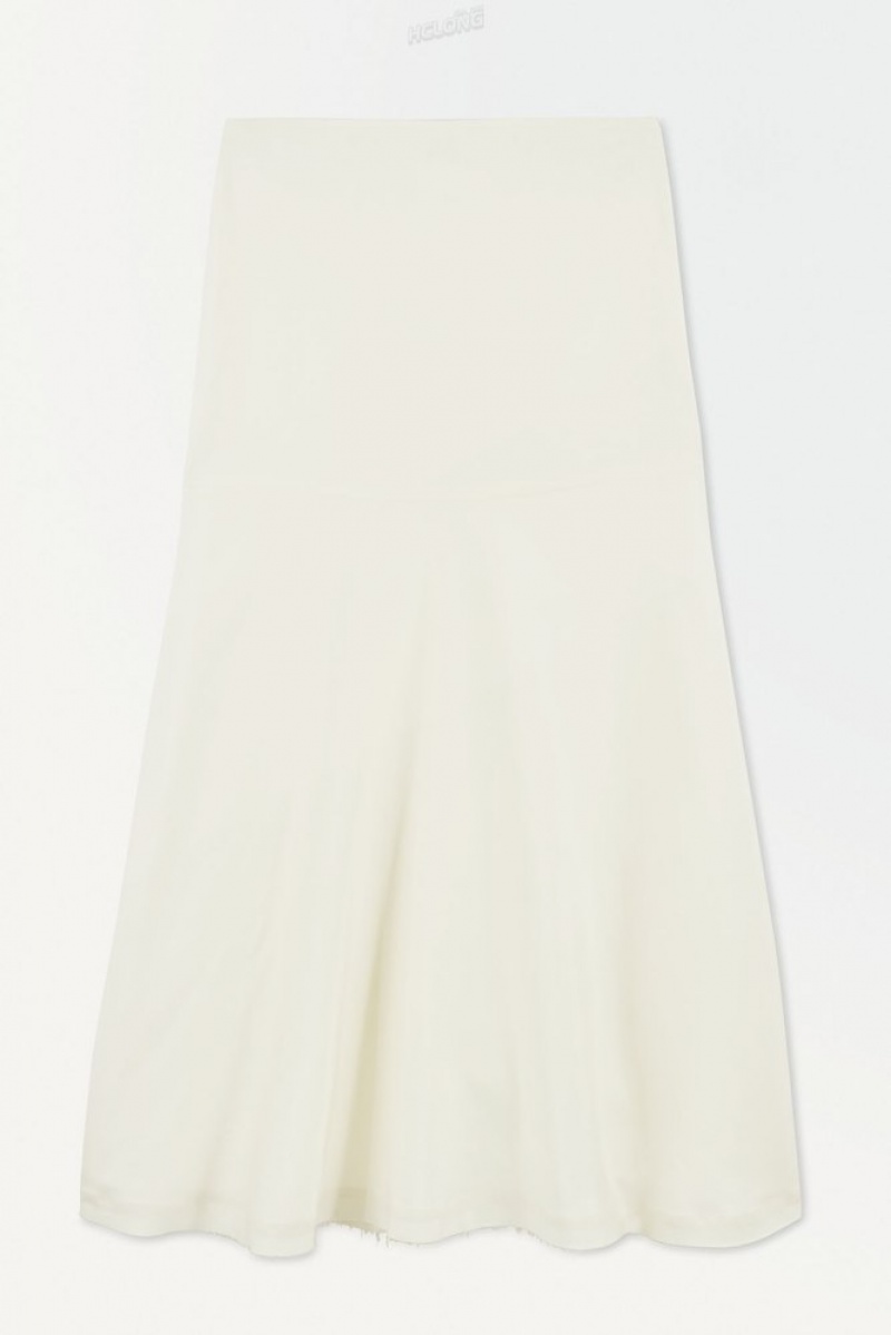 COS The Flared Silk Skirt Women's Skirts Ivory | UK63-J3VG