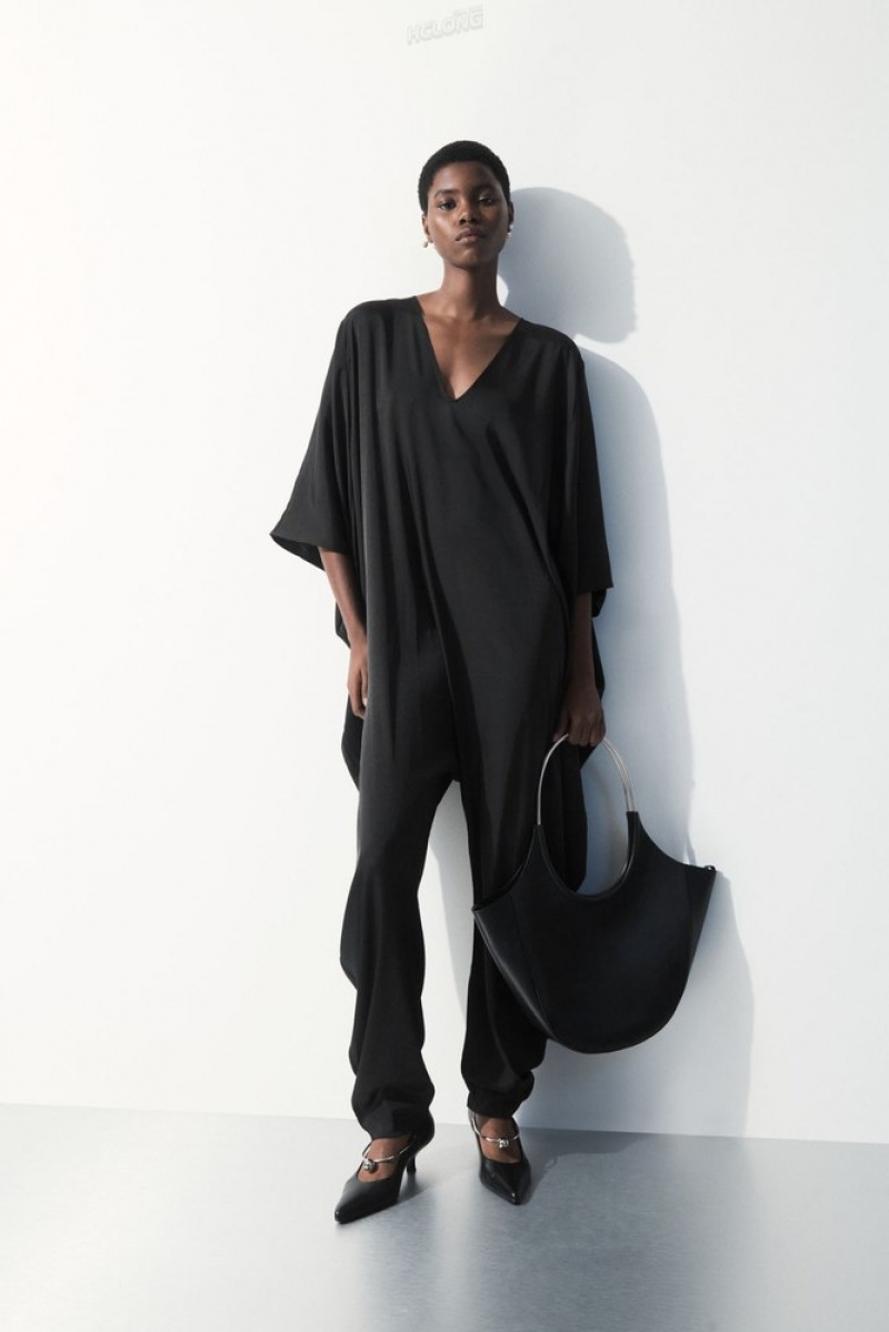 COS The Fluid Jumpsuit Women's Jumpsuits Black | CA19-A2WZ