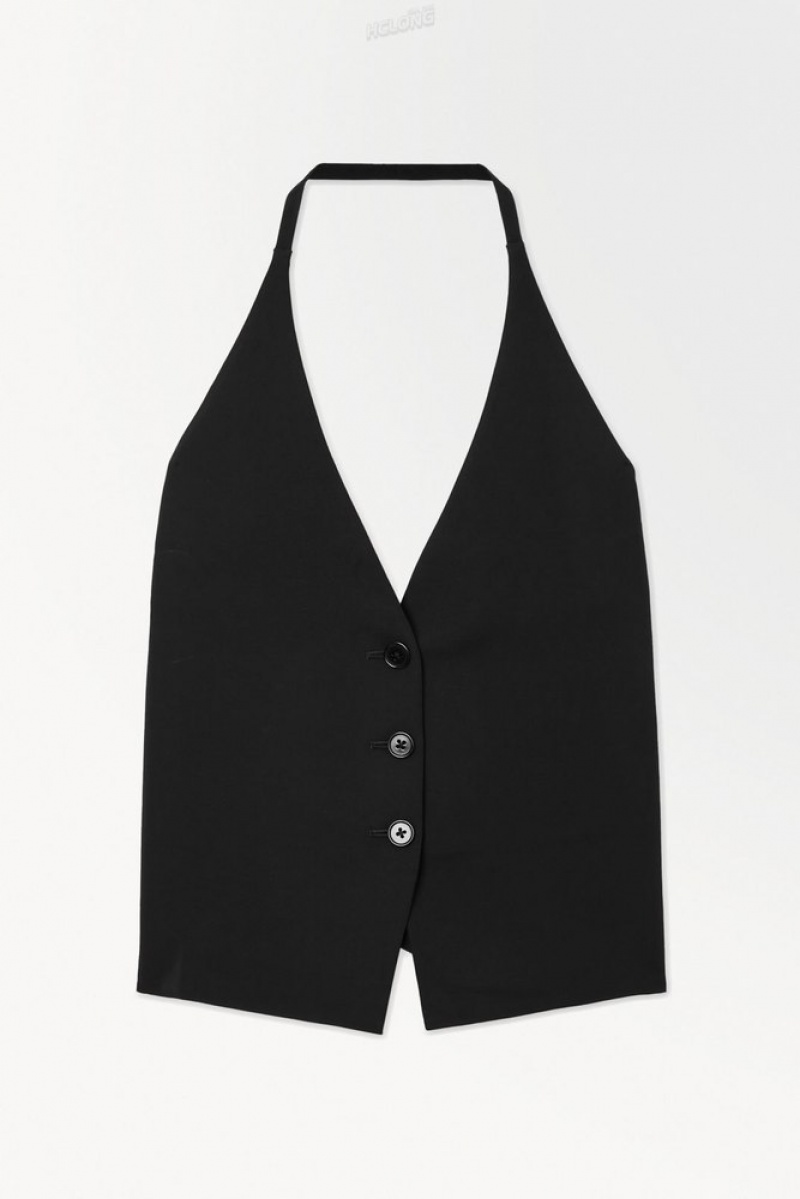 COS The Halterneck Silk-Blend Vest Women's Blazers & Tailoring Black | FU21-G9DZ