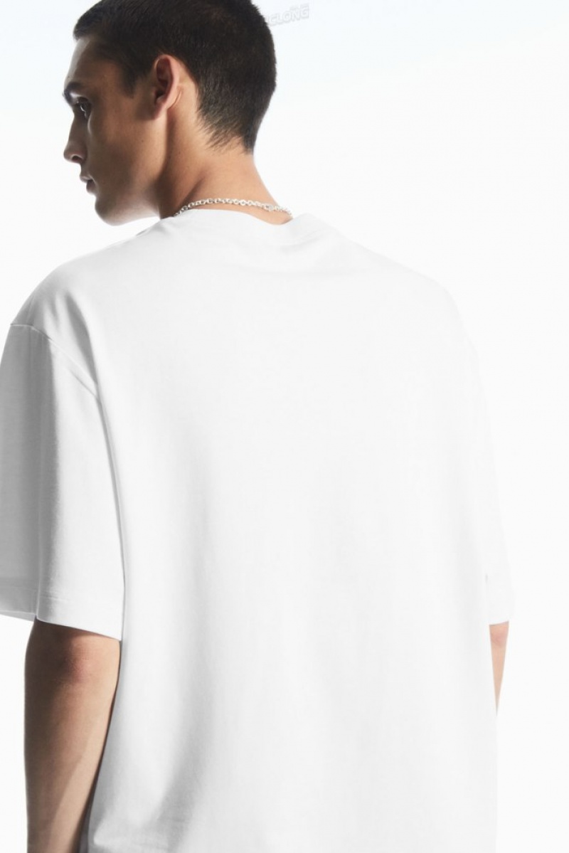 COS The Heavy Duty T-Shirt Men's T-shirts White | PQ08-H9UX