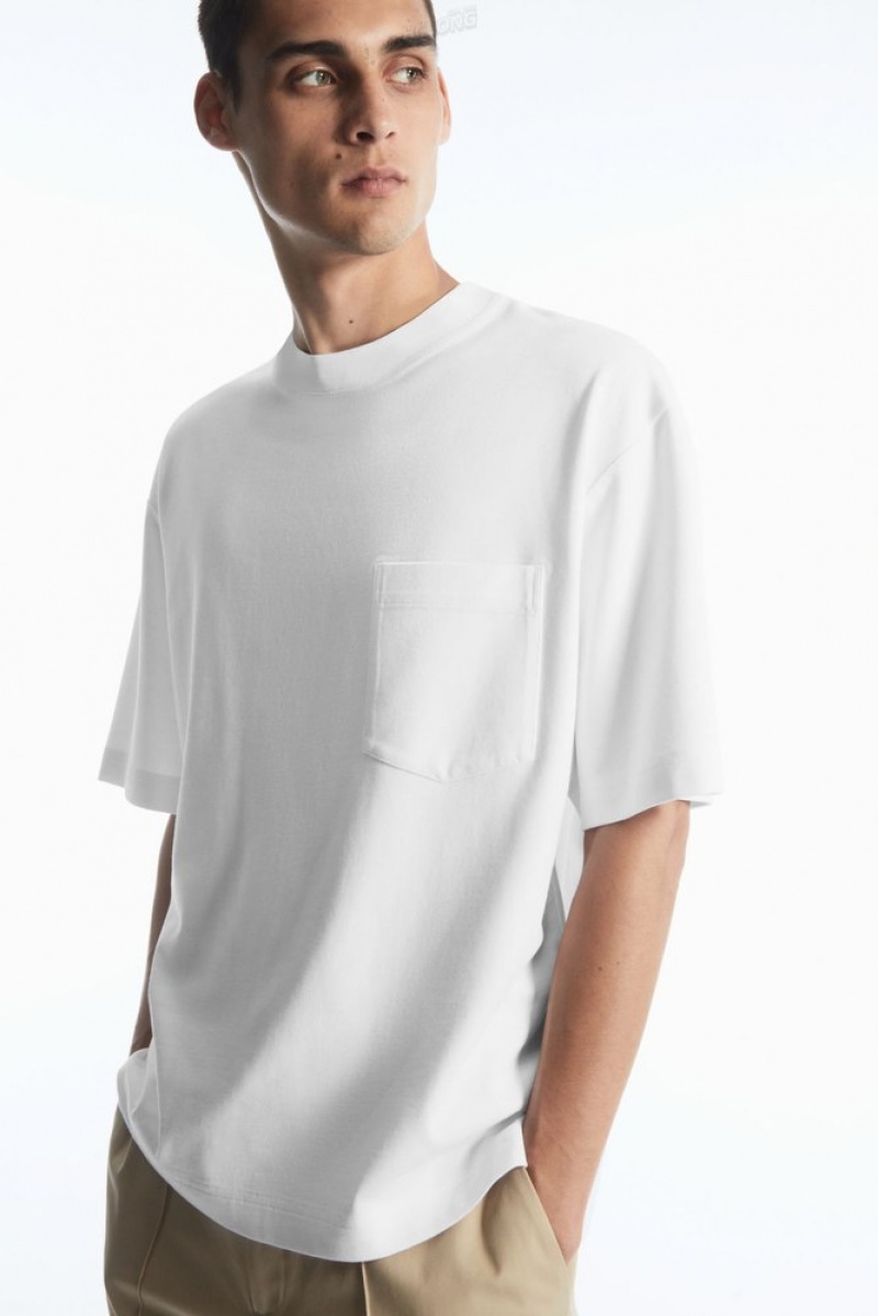 COS The Heavy Duty T-Shirt Men's T-shirts White | PQ08-H9UX