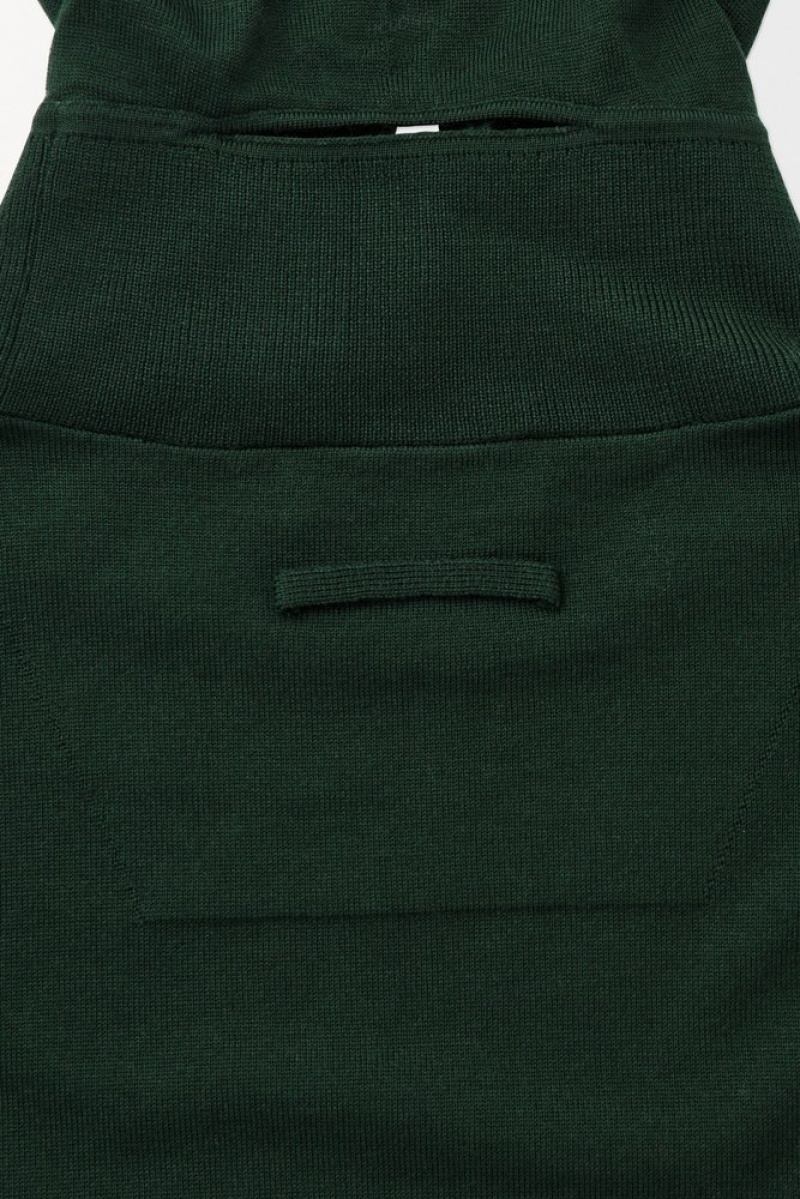 COS The Hooded Wool Dress Women's Dresses Dark Green | TU84-I8RQ