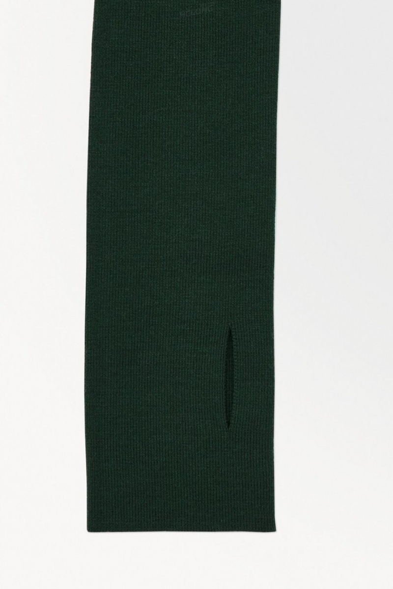 COS The Hooded Wool Dress Women's Dresses Dark Green | TU84-I8RQ