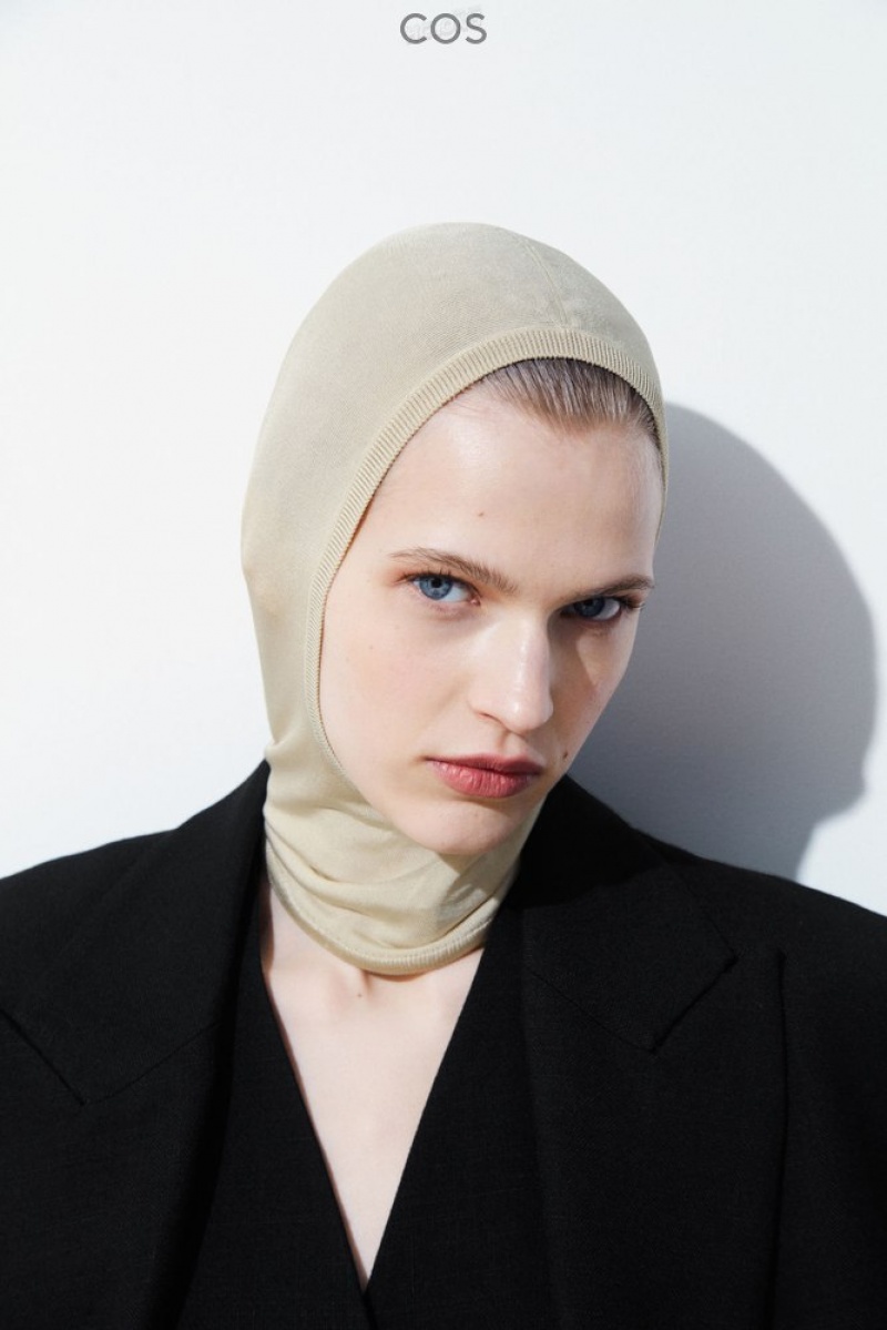 COS The Knitted Balaclava Women's Scarves Beige | NA39-B2UC