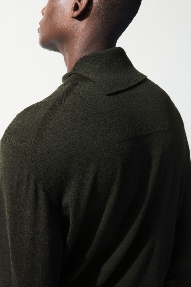 COS The Merino Wool Roll-Neck Jumper Men's Sweaters & Cardigans Dark Green | RT90-U2WK