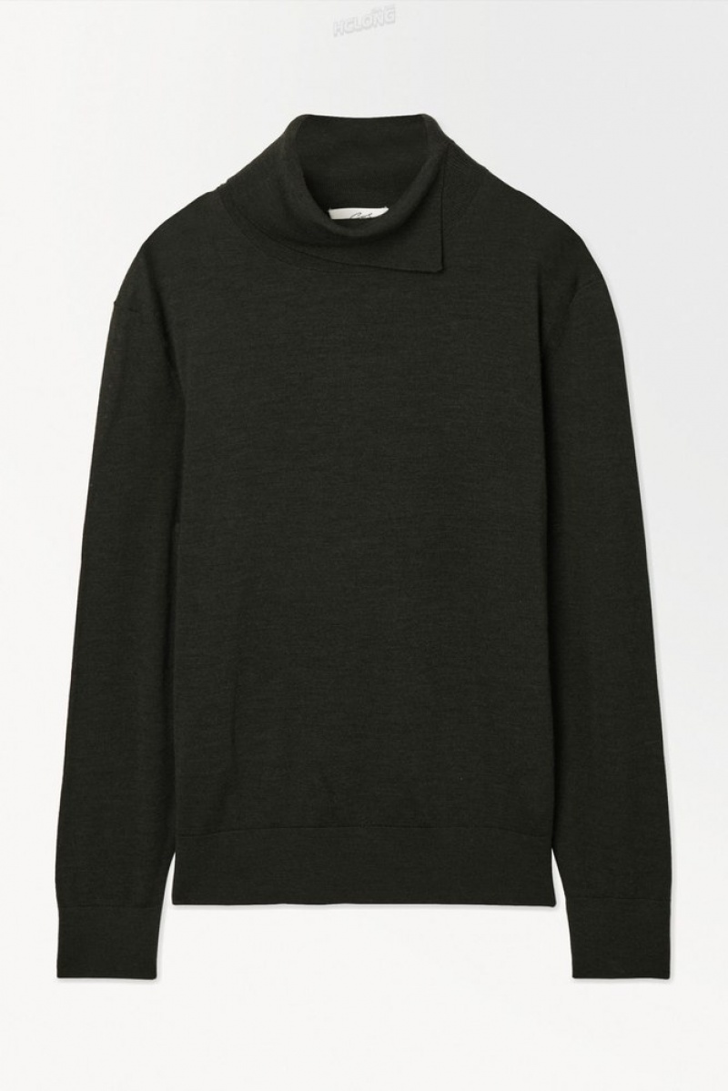 COS The Merino Wool Roll-Neck Jumper Men's Sweaters & Cardigans Dark Green | RT90-U2WK