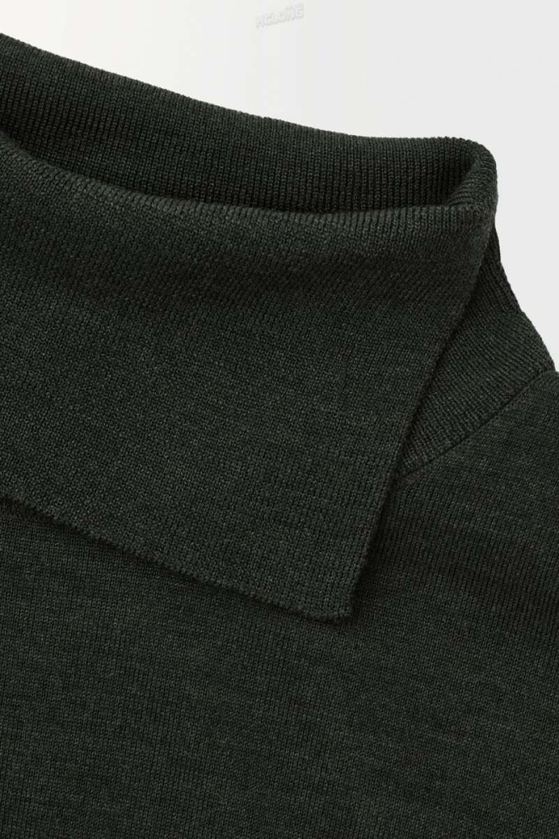 COS The Merino Wool Roll-Neck Jumper Men's Sweaters & Cardigans Dark Green | RT90-U2WK