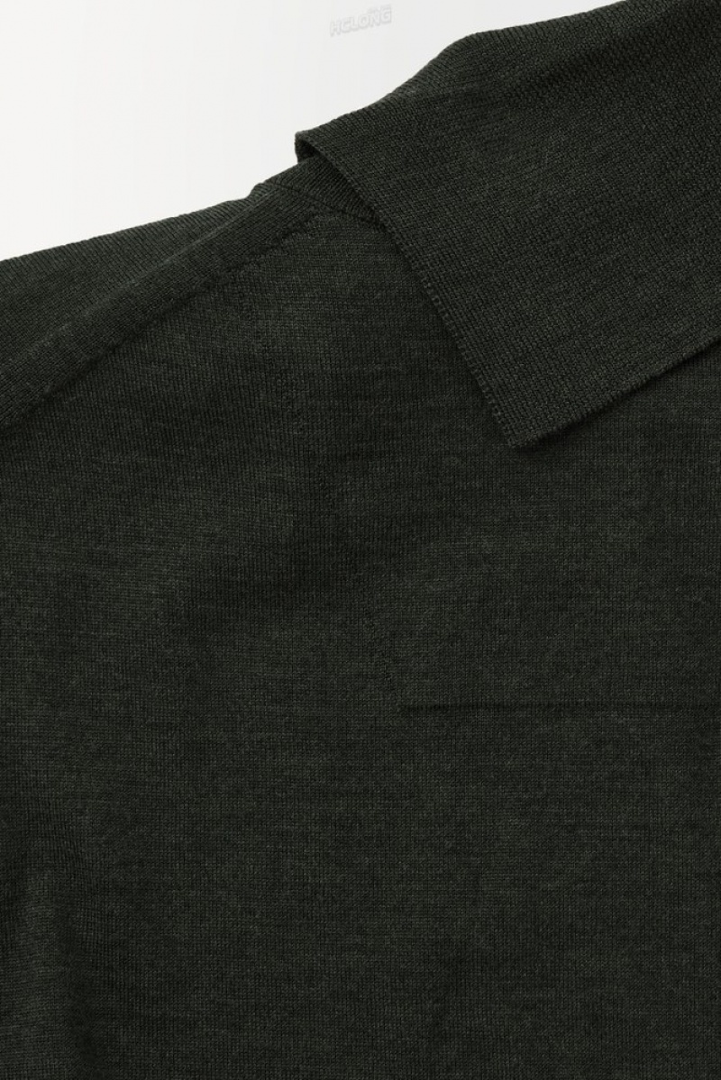 COS The Merino Wool Roll-Neck Jumper Men's Sweaters & Cardigans Dark Green | RT90-U2WK