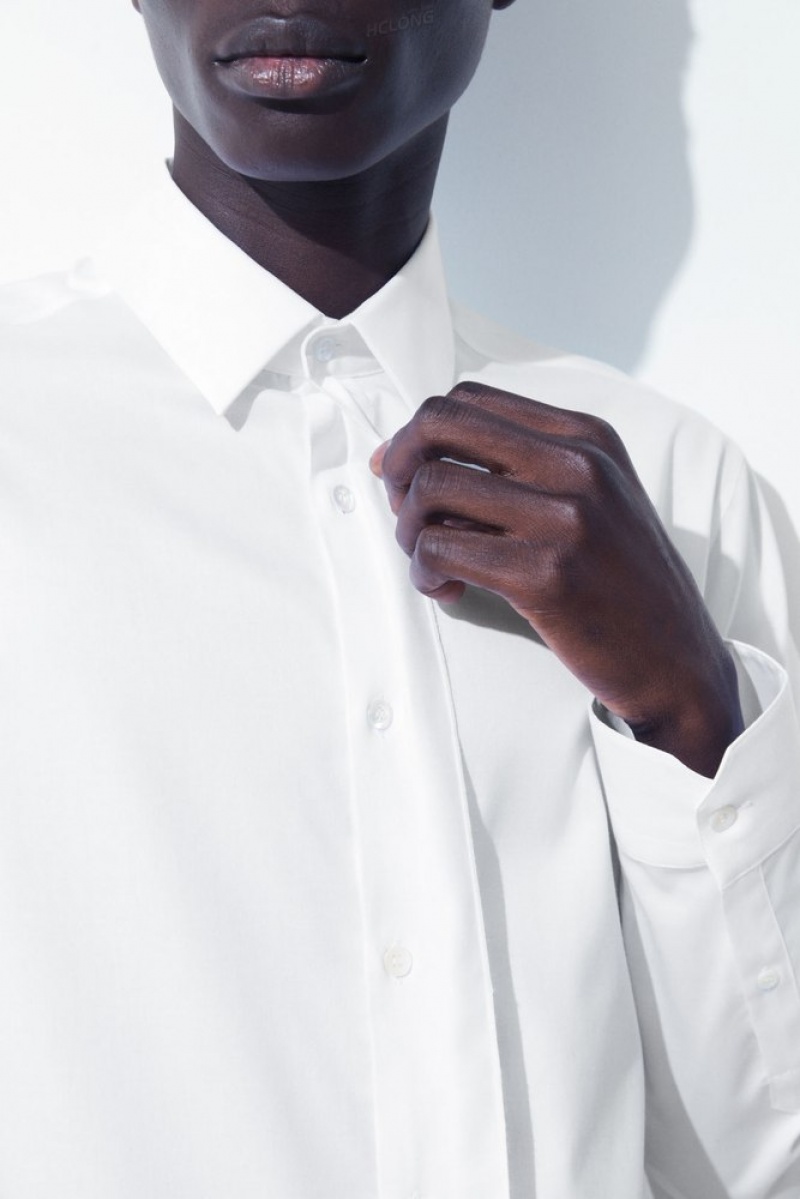 COS The Minimal Tailored Shirt Men's Shirts White | OK72-P8UZ