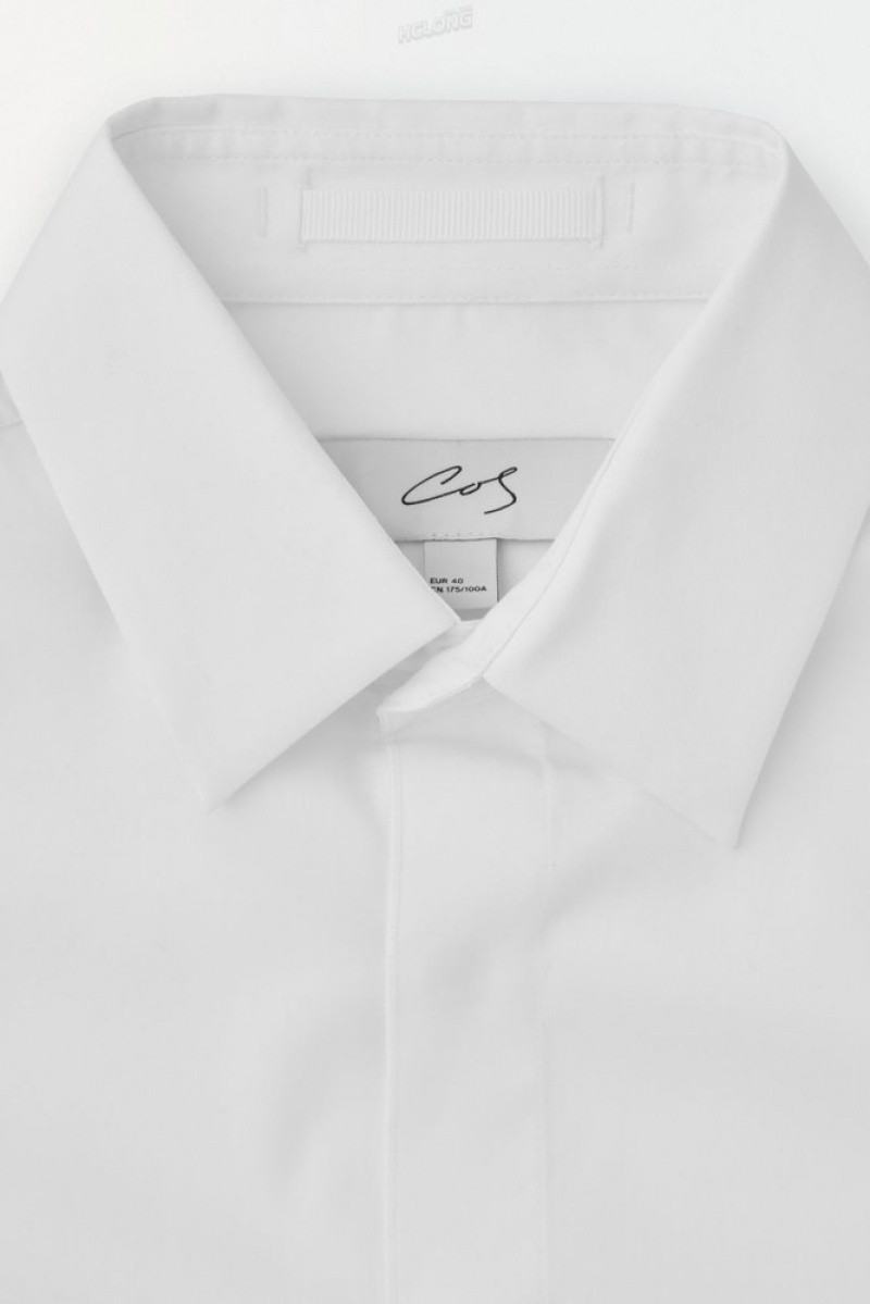 COS The Minimal Tailored Shirt Men's Shirts White | OK72-P8UZ