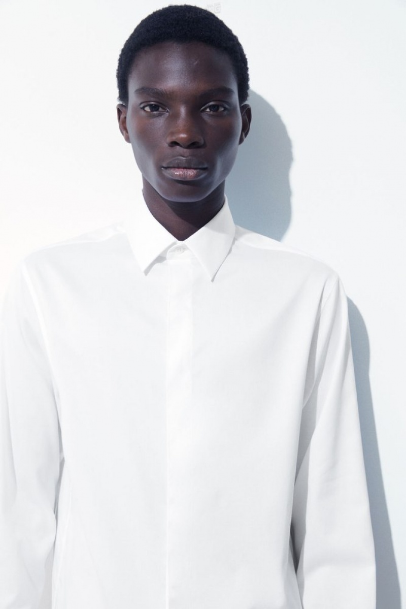 COS The Minimal Tailored Shirt Men's Shirts White | OK72-P8UZ