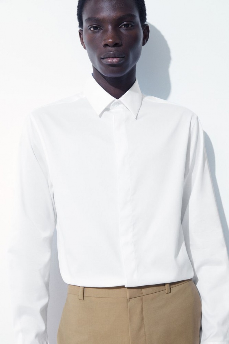 COS The Minimal Tailored Shirt Men's Shirts White | OK72-P8UZ