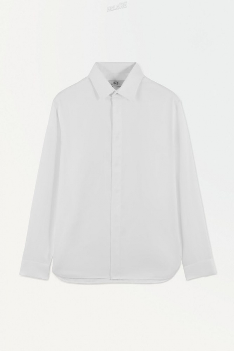 COS The Minimal Tailored Shirt Men's Shirts White | OK72-P8UZ