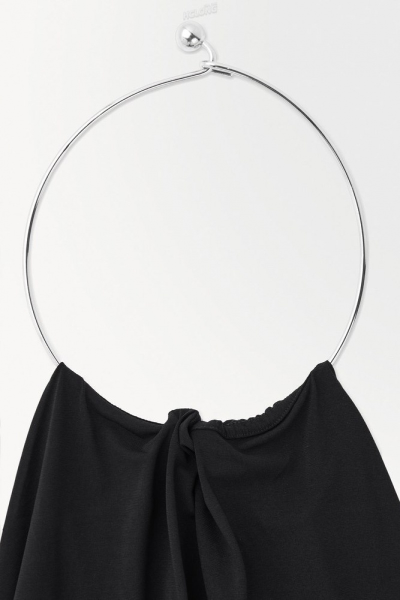 COS The Open-Back Necklace Dress Women's Dresses Black | TH19-I3WA