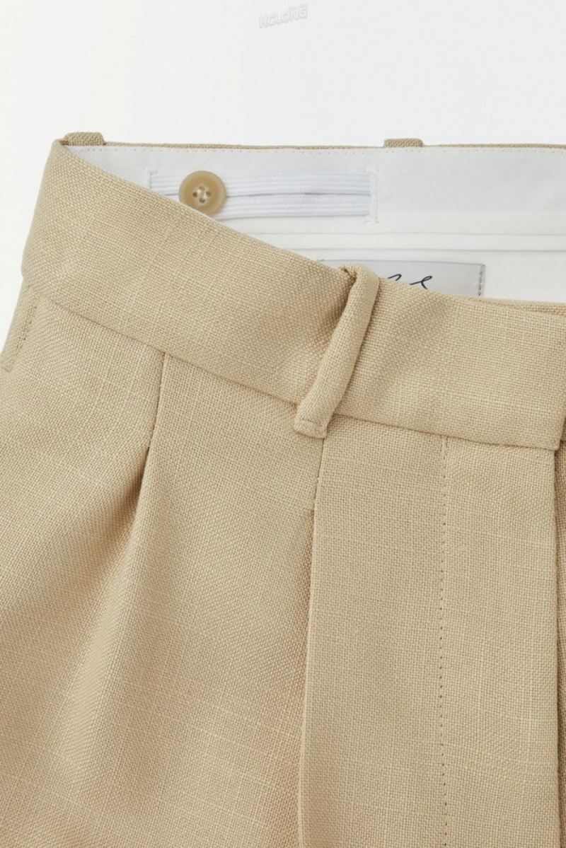 COS The Pleated Tailored Pants Women's Pants Beige | AK80-U1YV