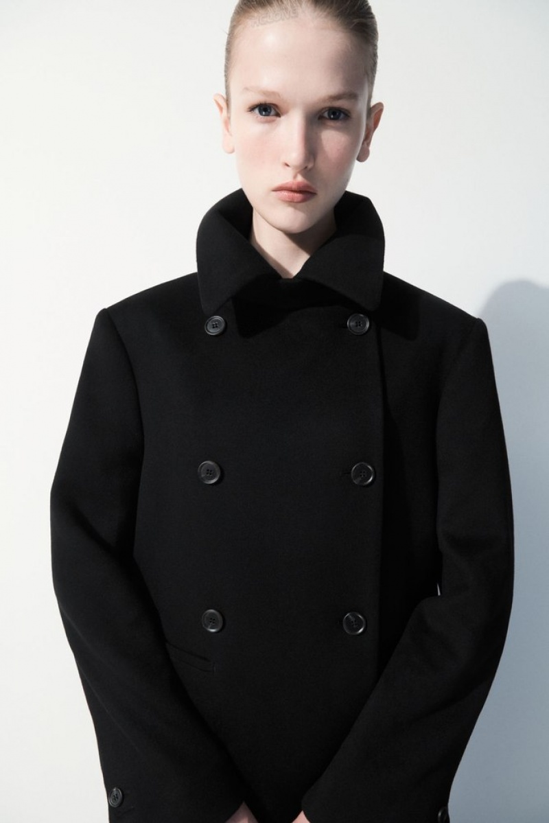 COS The Recycled-Cashmere Trench Coat Women's Coats & Jackets Black | PA34-G0LG