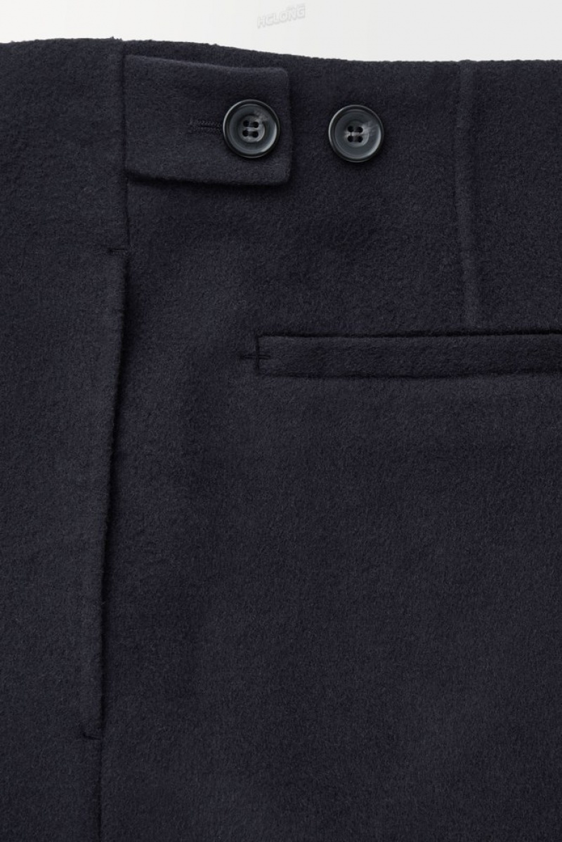 COS The Relaxed Wool Trousers Men's Suit Pants Navy | DG82-B4YR