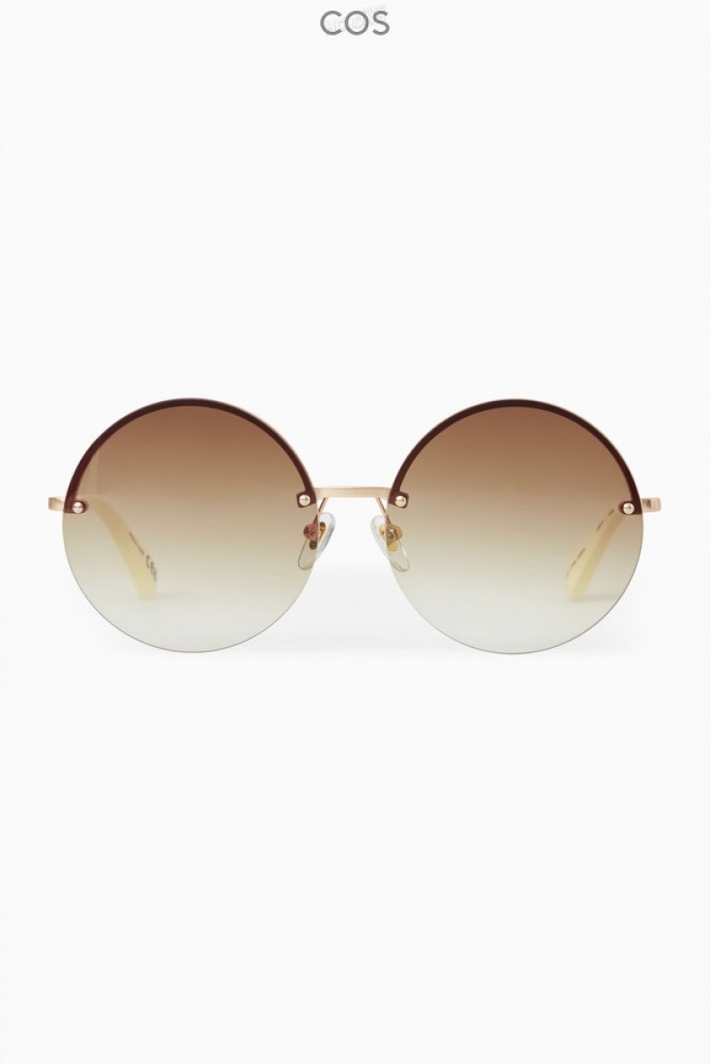 COS The Round Half-Rim Sunglasses Women's Sunglasses Rose Gold | BQ34-D5KG