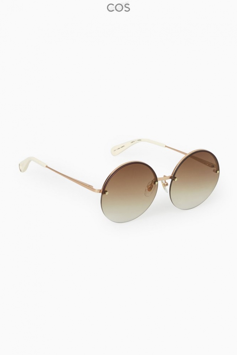 COS The Round Half-Rim Sunglasses Women's Sunglasses Rose Gold | BQ34-D5KG