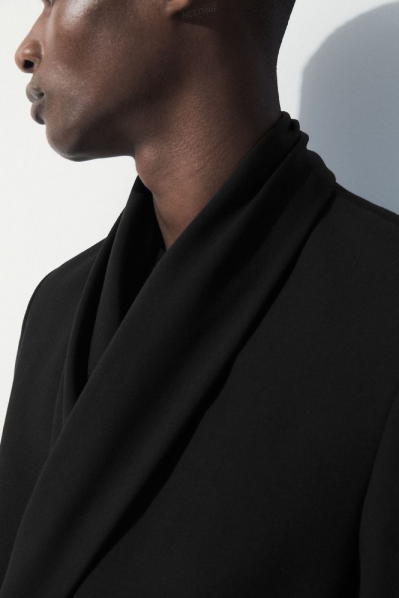 COS The Shawl-Collar Wool Blazer Men's Blazers Black | TO90-R3HA