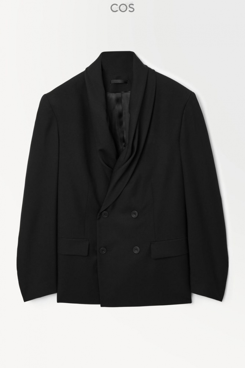 COS The Shawl-Collar Wool Blazer Men's Blazers Black | TO90-R3HA