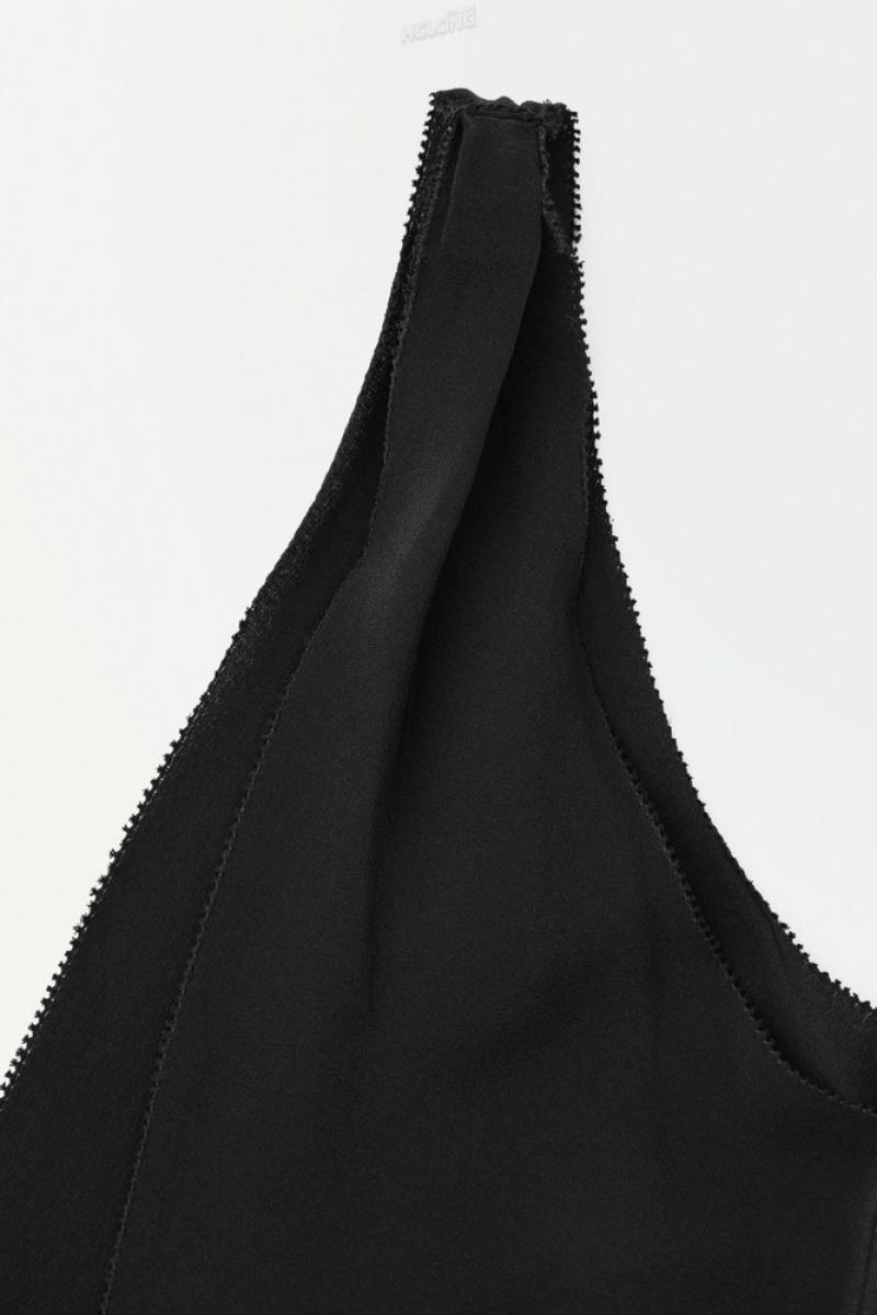 COS The Silk Scarf Dress Women's Dresses Black | LD80-K6RS